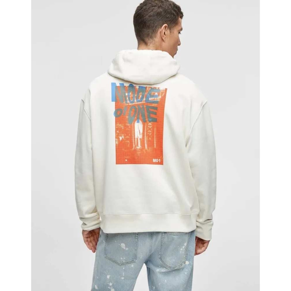Mode‎ of One Mens Oversized Graphic Hoodie Neo Natural Off-White L 100194420MN